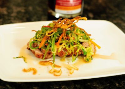 Grilled Pork Tenderloin with Pure Infused Maple Gastrique Vegetable Slaw