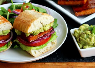 Chipotle Maple Glazed Tofu Burgers