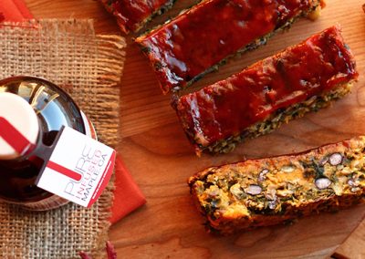 Sweet Potato, Kale, Black Bean Loaf with Tangy BBQ Maple Gastrique Glaze