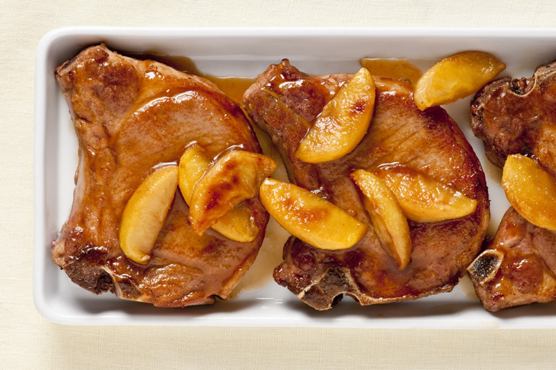 Ginger Maple Glazed Pork Chops with Apples
