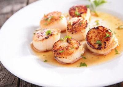 Spicy Maple Glazed Digby Scallops with Risotto