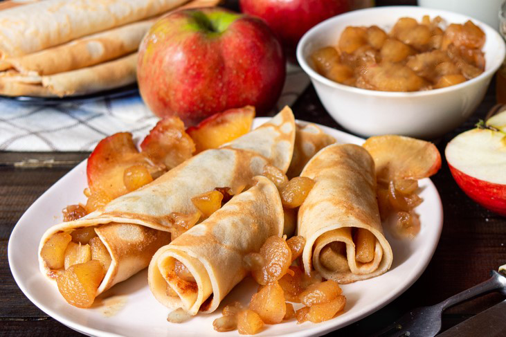 Lavender Chai Maple Crepes with Apple Filling